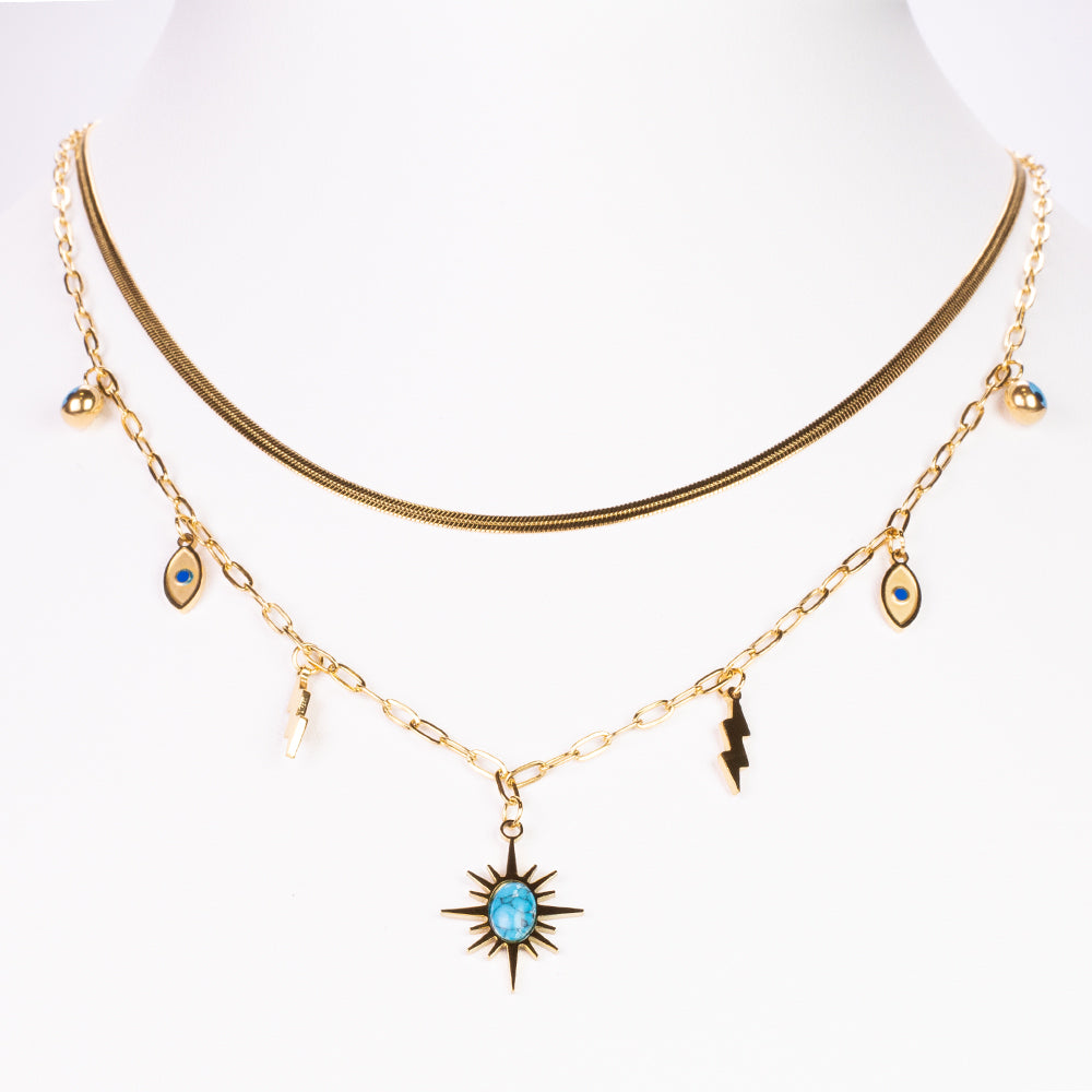 Schmuckgarnitur aus aus goldplattierter Legierung mit persischem Türkis 2 