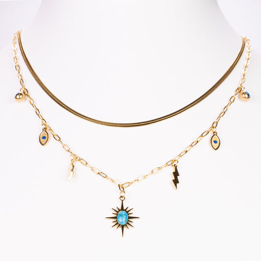 Schmuckgarnitur aus aus goldplattierter Legierung mit persischem Türkis