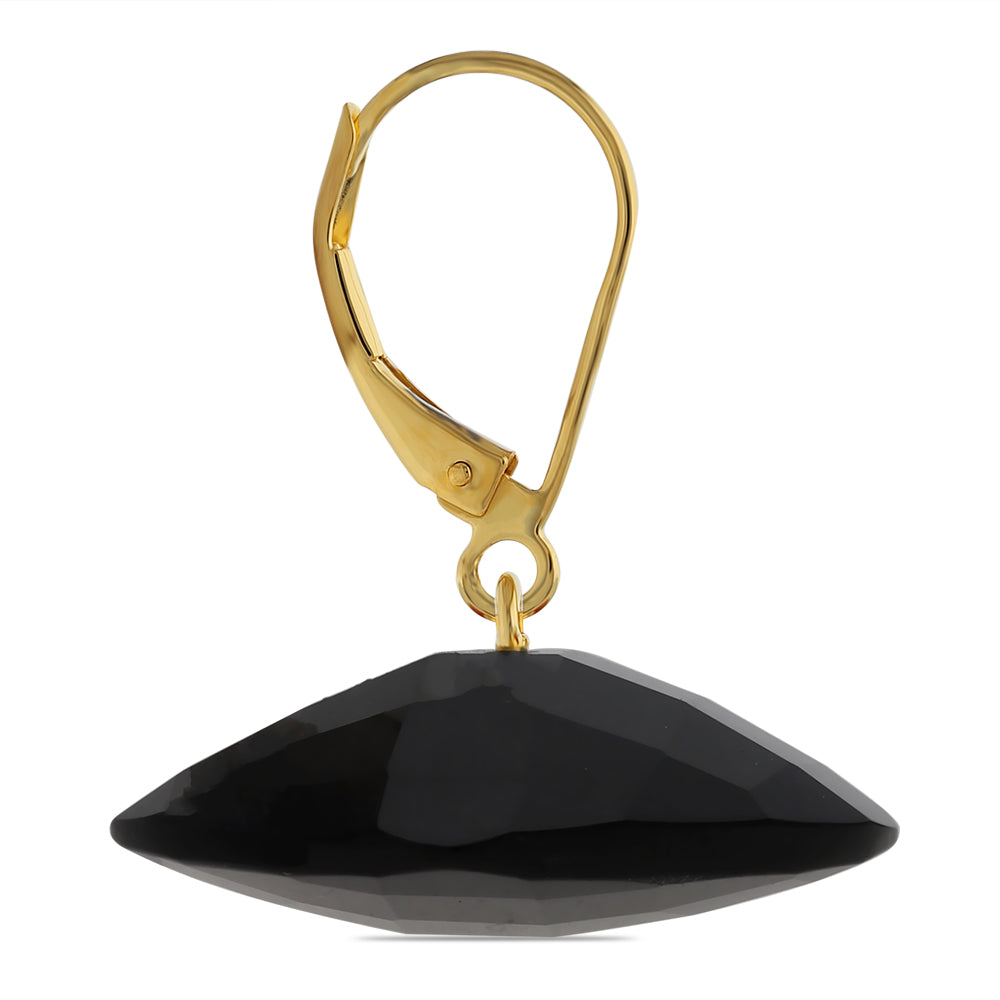 Goldplattierte Silberohrringe mit schwarzem Onyx