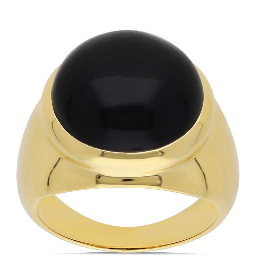 Goldplattierter Silberring mit schwarzem Onyx