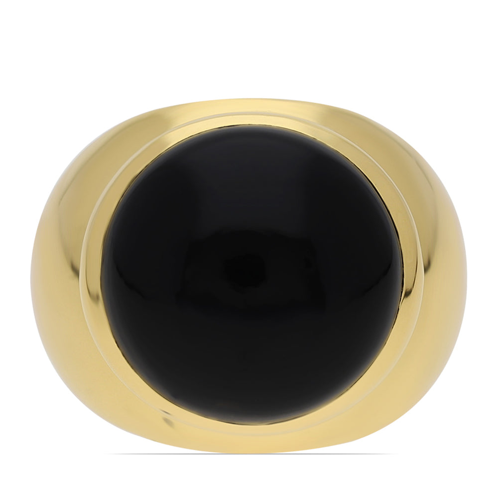 Goldplattierter Silberring mit schwarzem Onyx