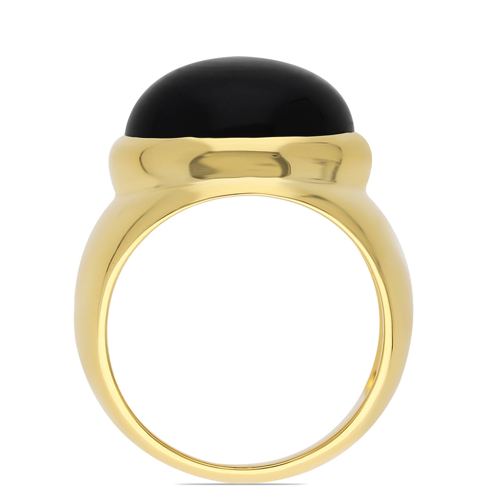 Goldplattierter Silberring mit schwarzem Onyx