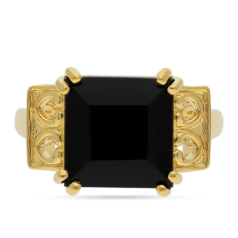 Goldplattierter Silberring mit schwarzem Onyx