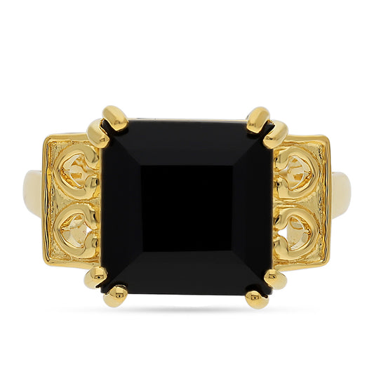 Goldplattierter Silberring mit schwarzem Onyx