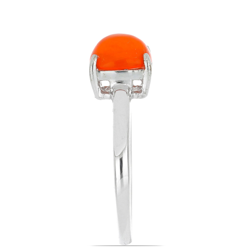 Silberring mit orangefarbenem Opal aus Lega Dembi 4 