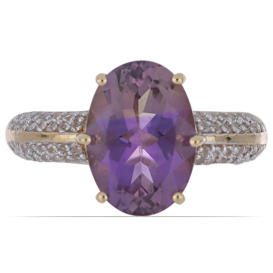 Goldplattierter Silberring mit Amethyst und weißem Topas