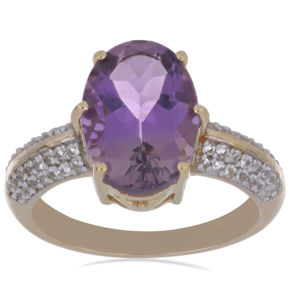 Goldplattierter Silberring mit Amethyst und weißem Topas 2 