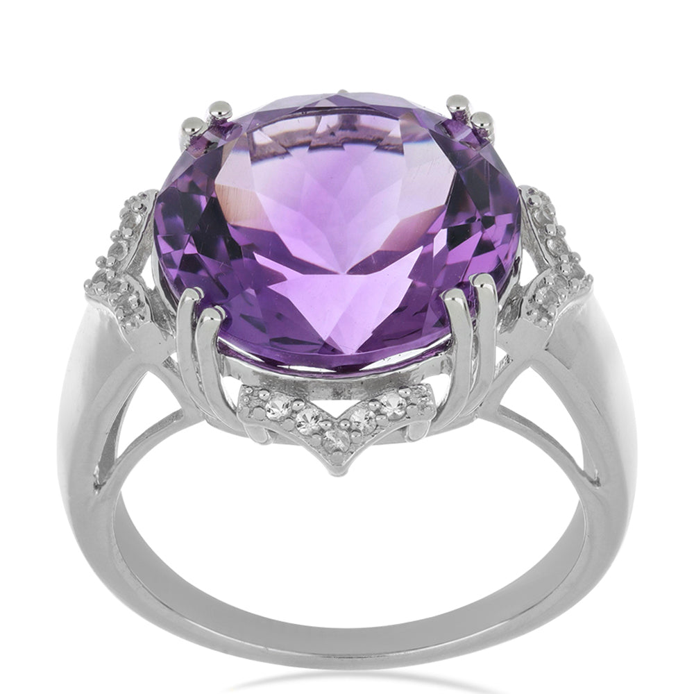 Silberring mit Amethyst aus Vera Cruz und weißem Topas 2 