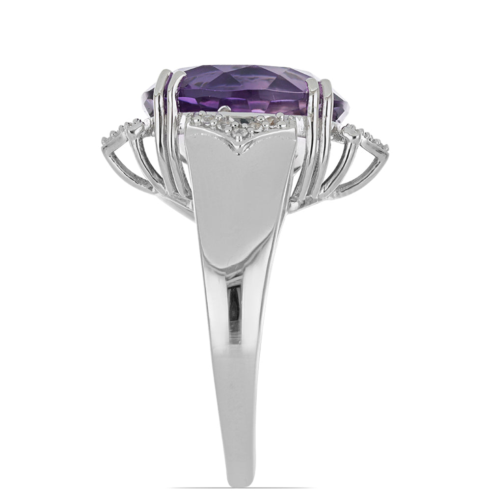 Silberring mit Amethyst aus Vera Cruz und weißem Topas