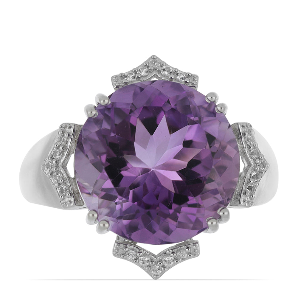 Silberring mit Amethyst aus Vera Cruz und weißem Topas 1 