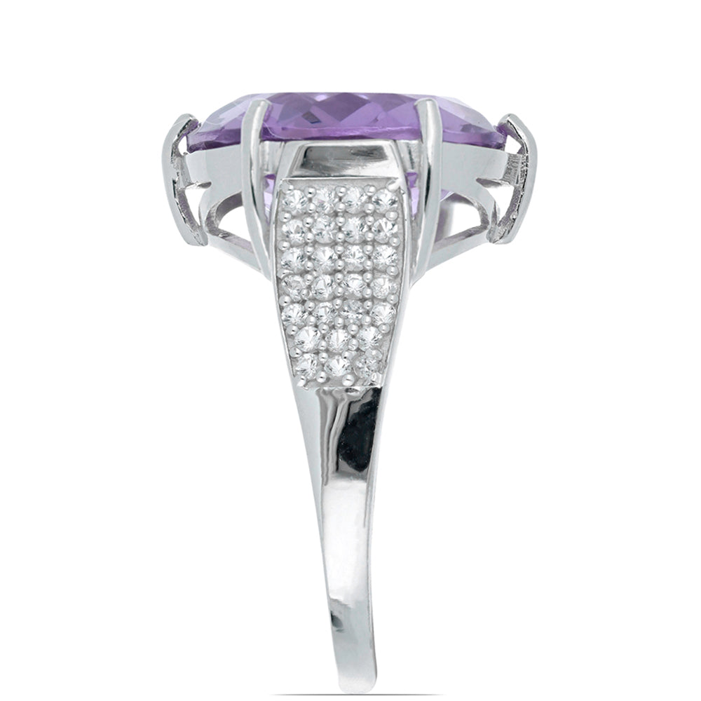 Silberring mit Amethyst aus Vera Cruz und weißem Topas 4 