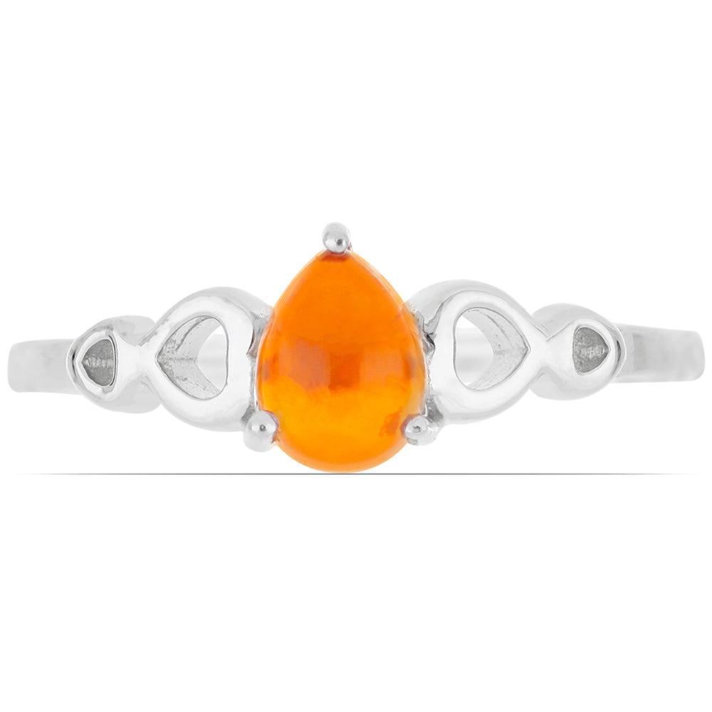 Silberring mit orangefarbenem Opal aus Lega Dembi 1 