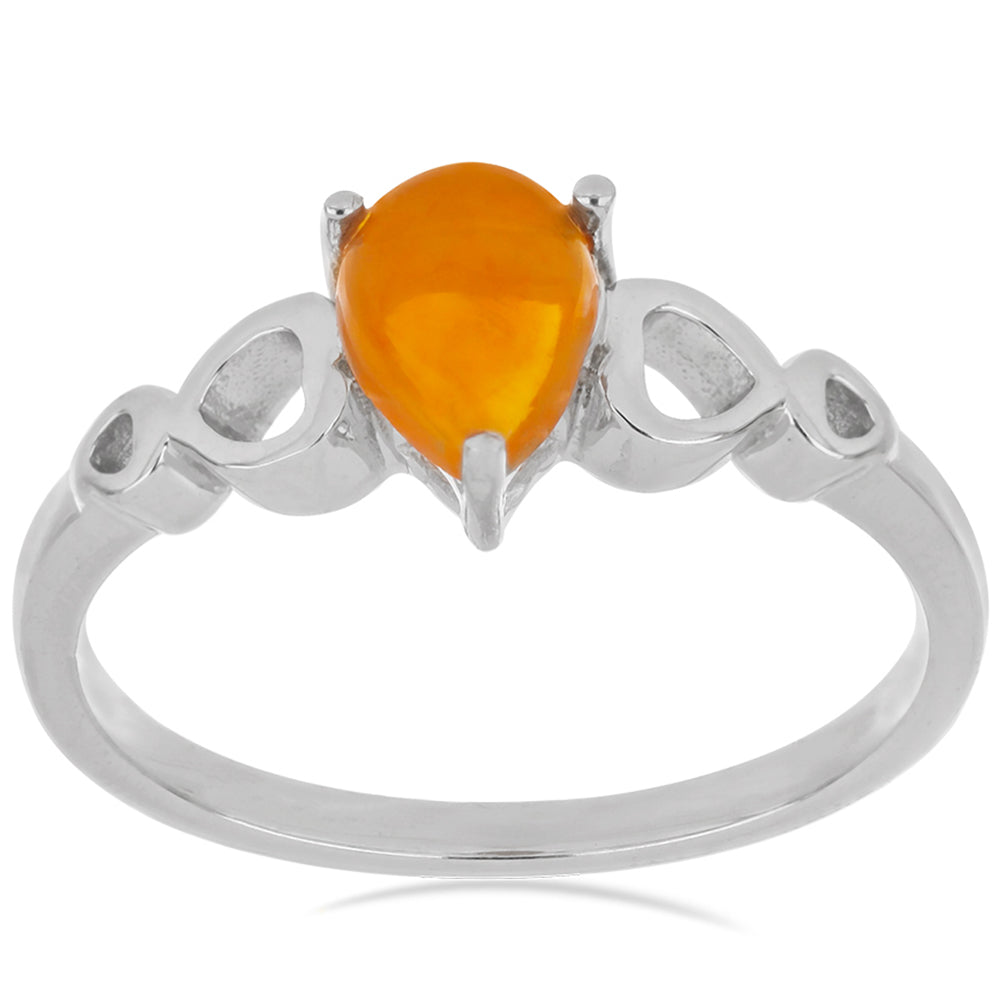 Silberring mit orangefarbenem Opal aus Lega Dembi 2 