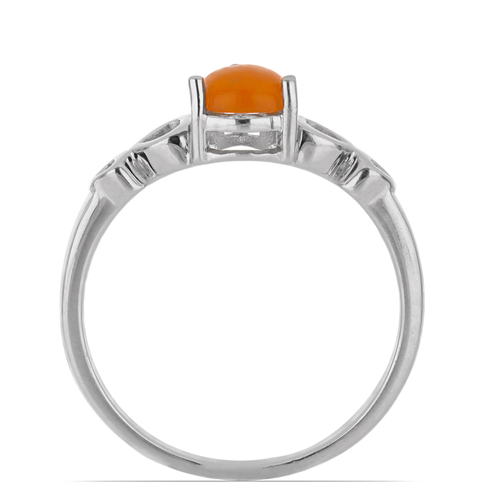 Silberring mit orangefarbenem Opal aus Lega Dembi 3 