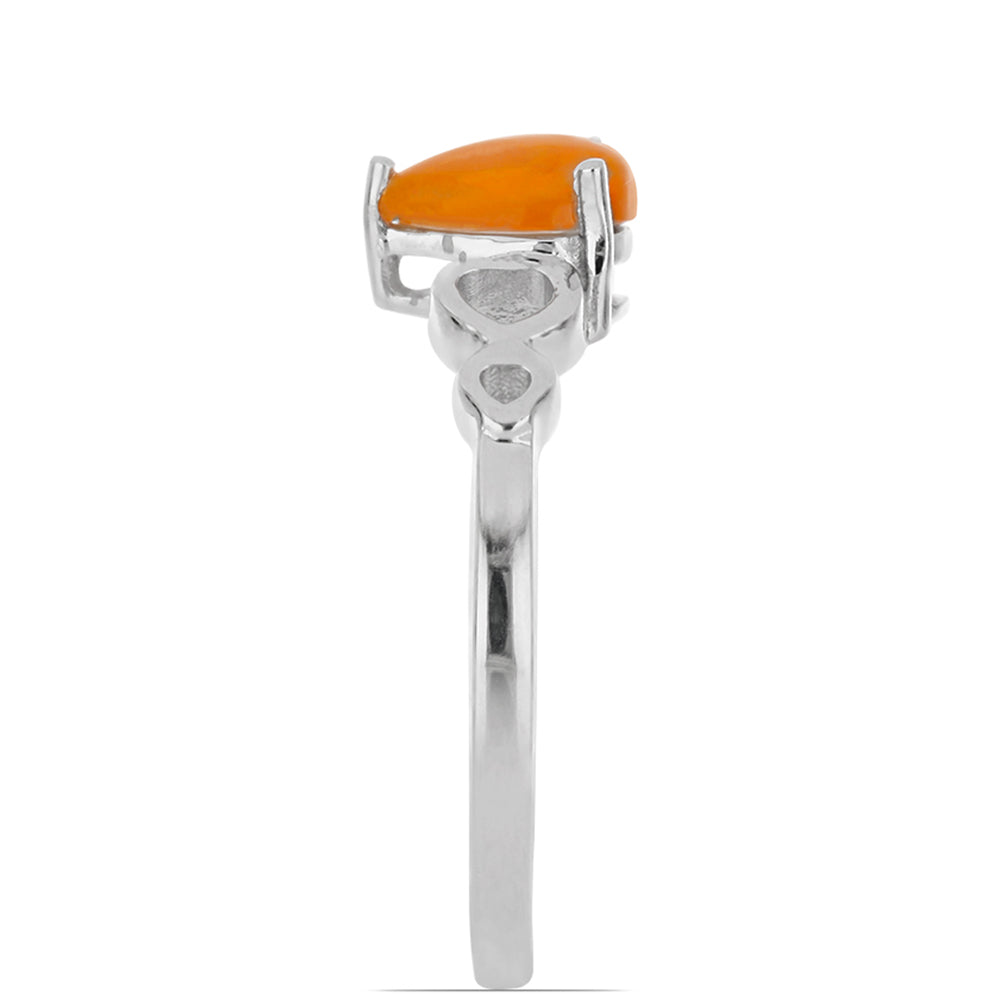 Silberring mit orangefarbenem Opal aus Lega Dembi 4 