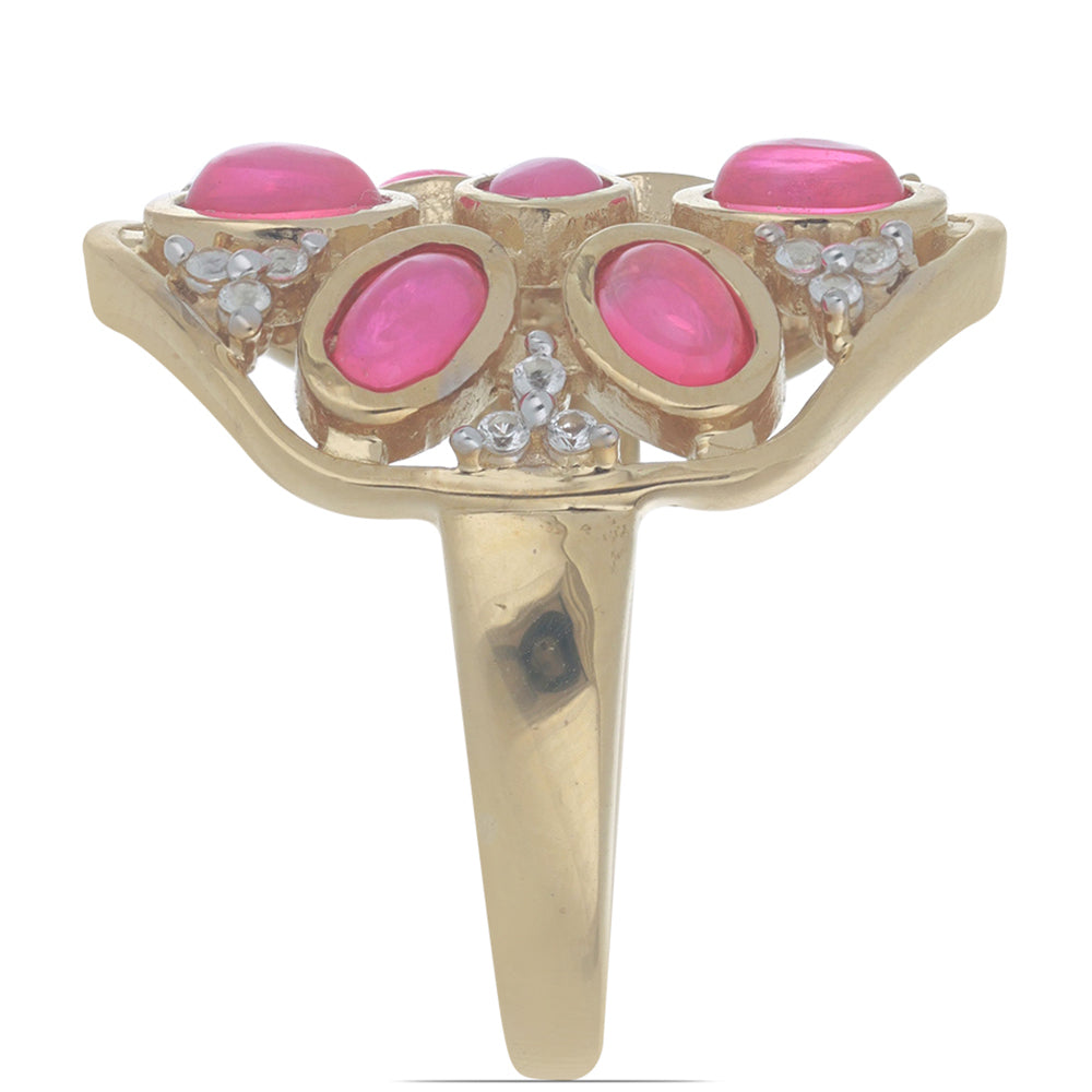 Goldplattierter Silberring mit rosa Opal aus Lega Dembi 2 