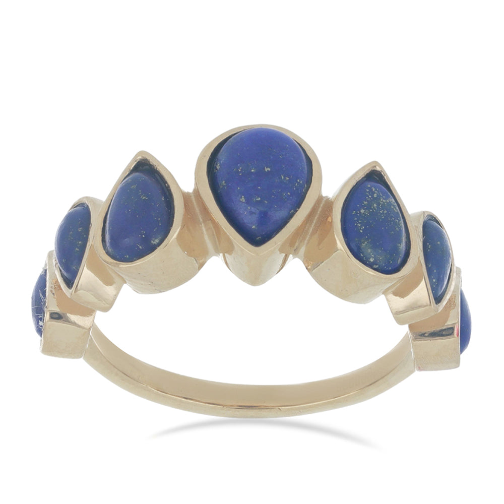 Goldplattierter Silberring mit Lapislazuli aus Badakhshan und Lapis