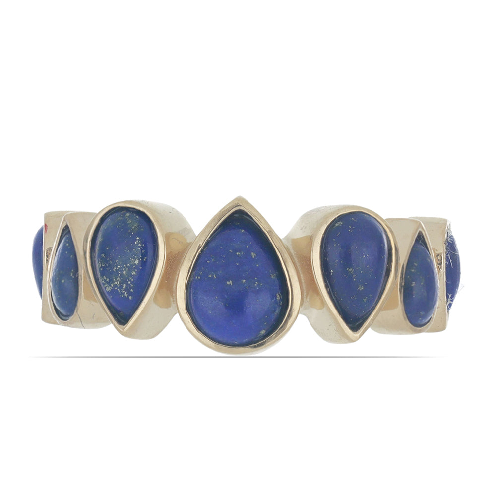 Goldplattierter Silberring mit Lapislazuli aus Badakhshan und Lapis