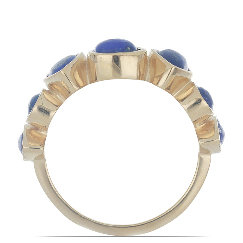 Goldplattierter Silberring mit Lapislazuli aus Badakhshan und Lapis