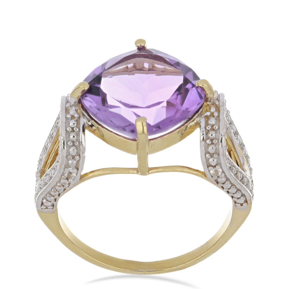 Goldplattierter Silberring mit sambischem Amethyst und weißem Topas 2 