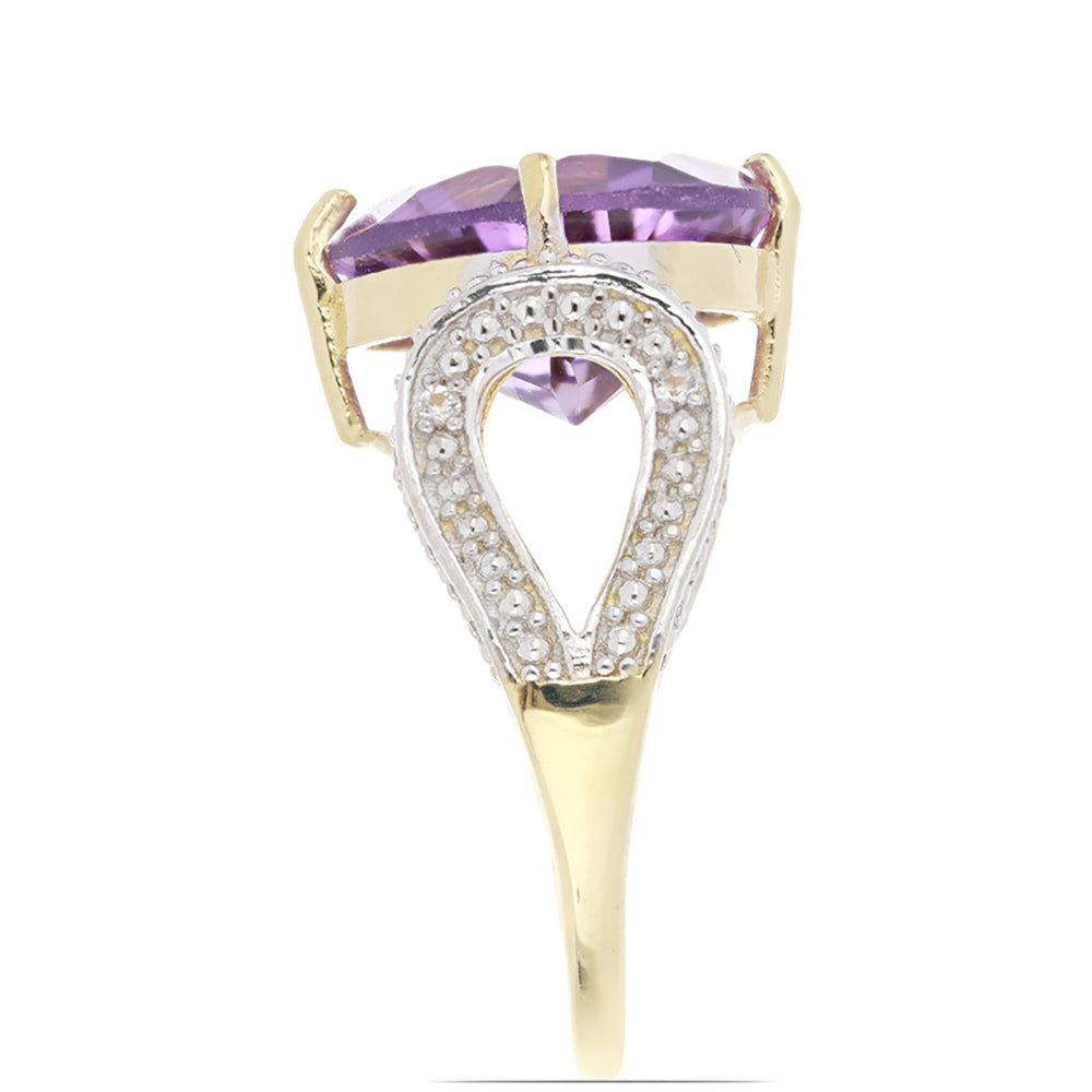 Goldplattierter Silberring mit sambischem Amethyst und weißem Topas 3 