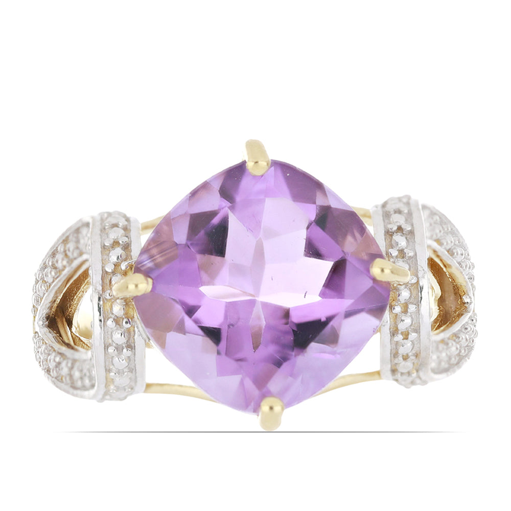 Goldplattierter Silberring mit sambischem Amethyst und weißem Topas