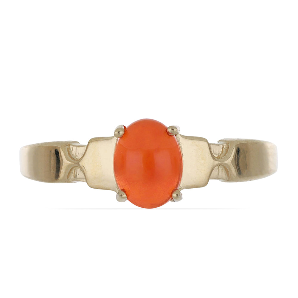 Goldplattierter Silberring mit orangefarbenem Opal aus Lega Dembi