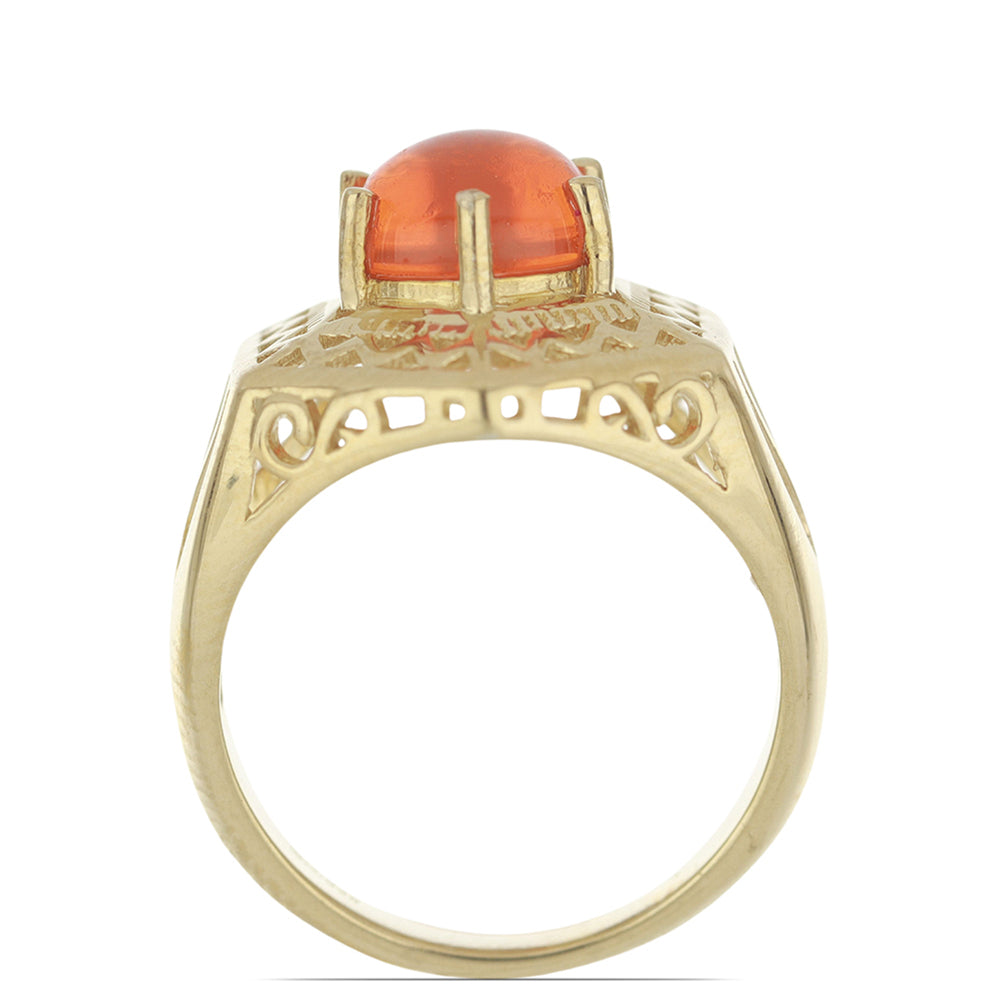 Goldplattierter Silberring mit orangefarbenem Opal aus Lega Dembi