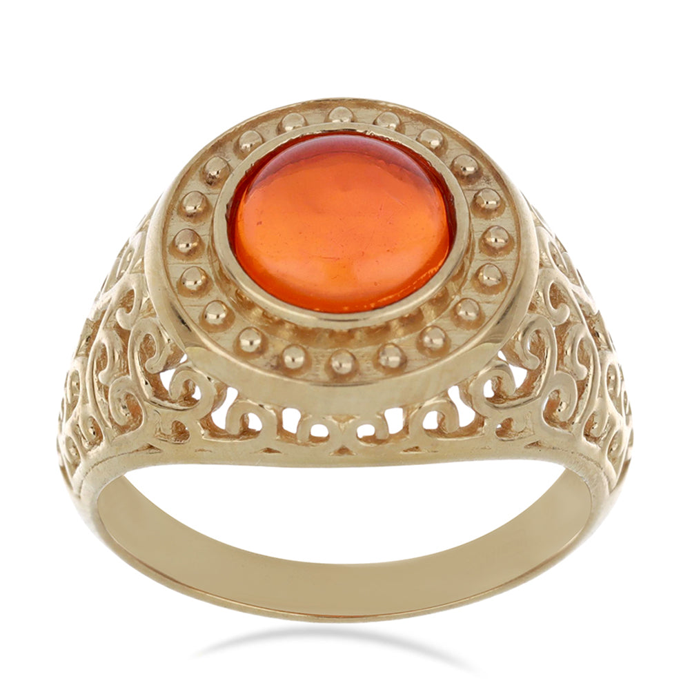 Goldplattierter Silberring mit orangefarbenem Opal aus Lega Dembi