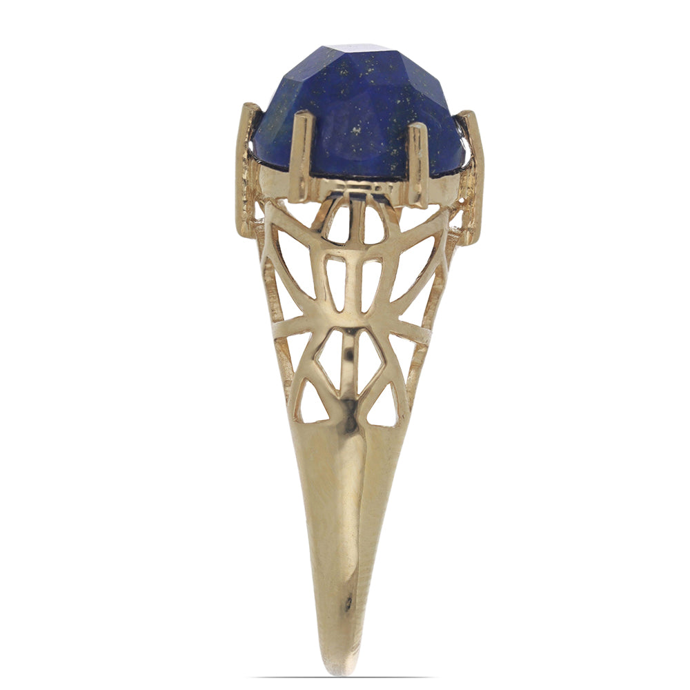 Goldplattierter Silberring mit Lapislazuli aus Badakhshan