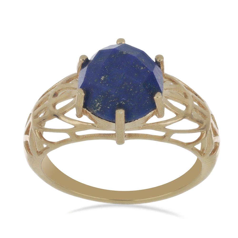 Goldplattierter Silberring mit Lapislazuli aus Badakhshan