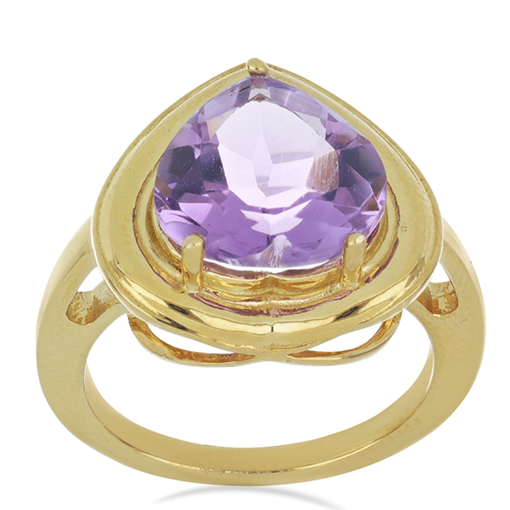 Goldplattierter Silberring mit Rose De France Amethyst 2 