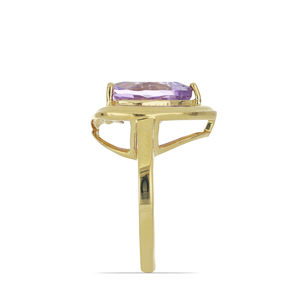 Goldplattierter Silberring mit Rose De France Amethyst