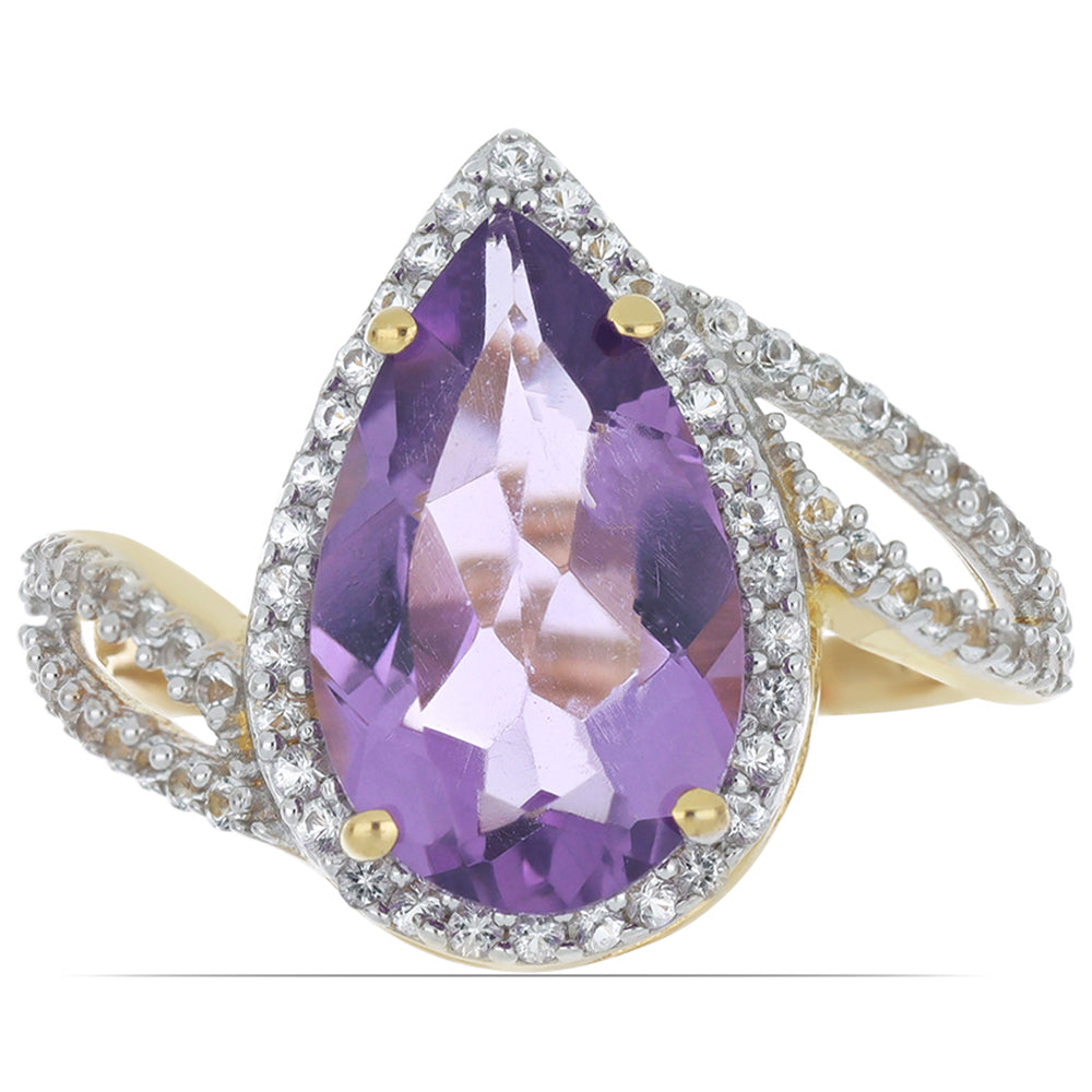 Goldplattierter Silberring mit Amethyst aus Vera Cruz und weißem Topas