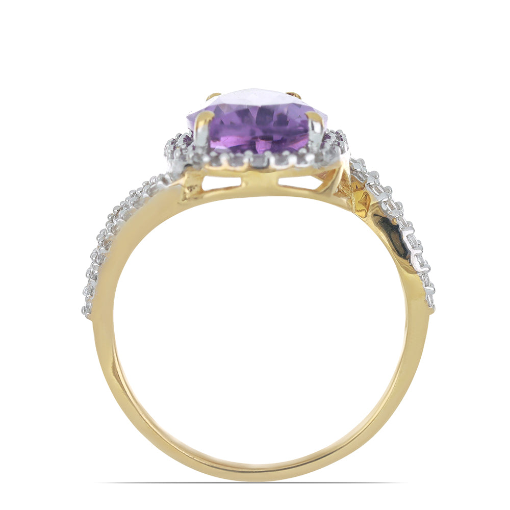 Goldplattierter Silberring mit Amethyst aus Vera Cruz und weißem Topas 3 