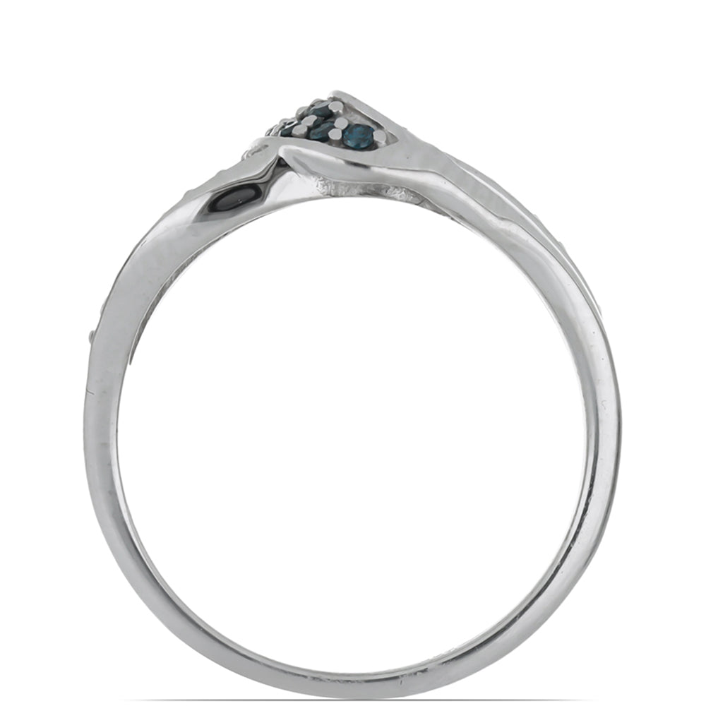 Silberring mit blauem Diamant und weißem Diamant 2 