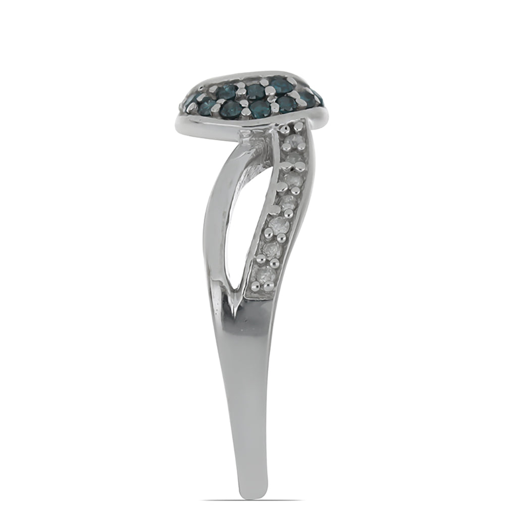 Silberring mit blauem Diamant und weißem Diamant 3 