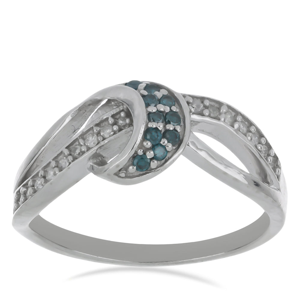 Silberring mit blauem Diamant und weißem Diamant 4 