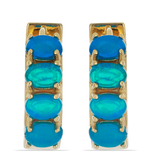 Goldplattierte Silberohrringe mit blauem äthiopischem Opal aus Lega Dembi
