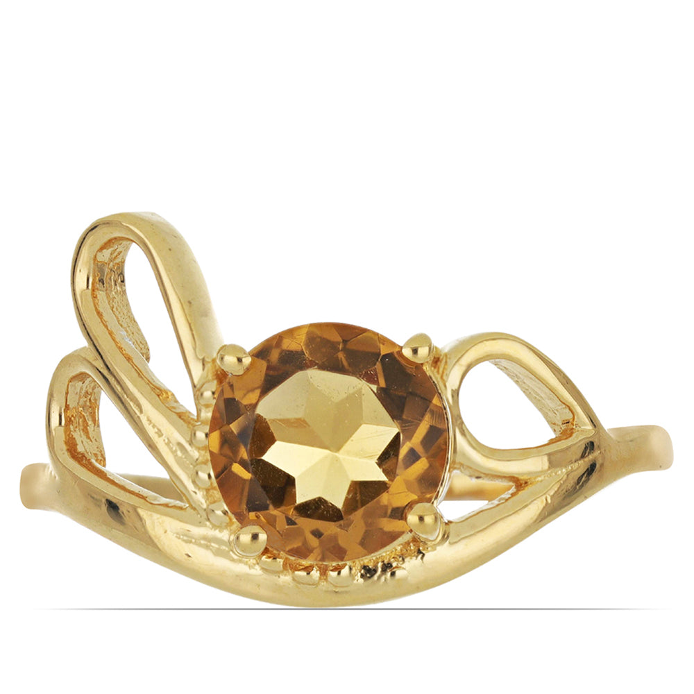 Goldplattierter Silberring mit Cognac-Quarz