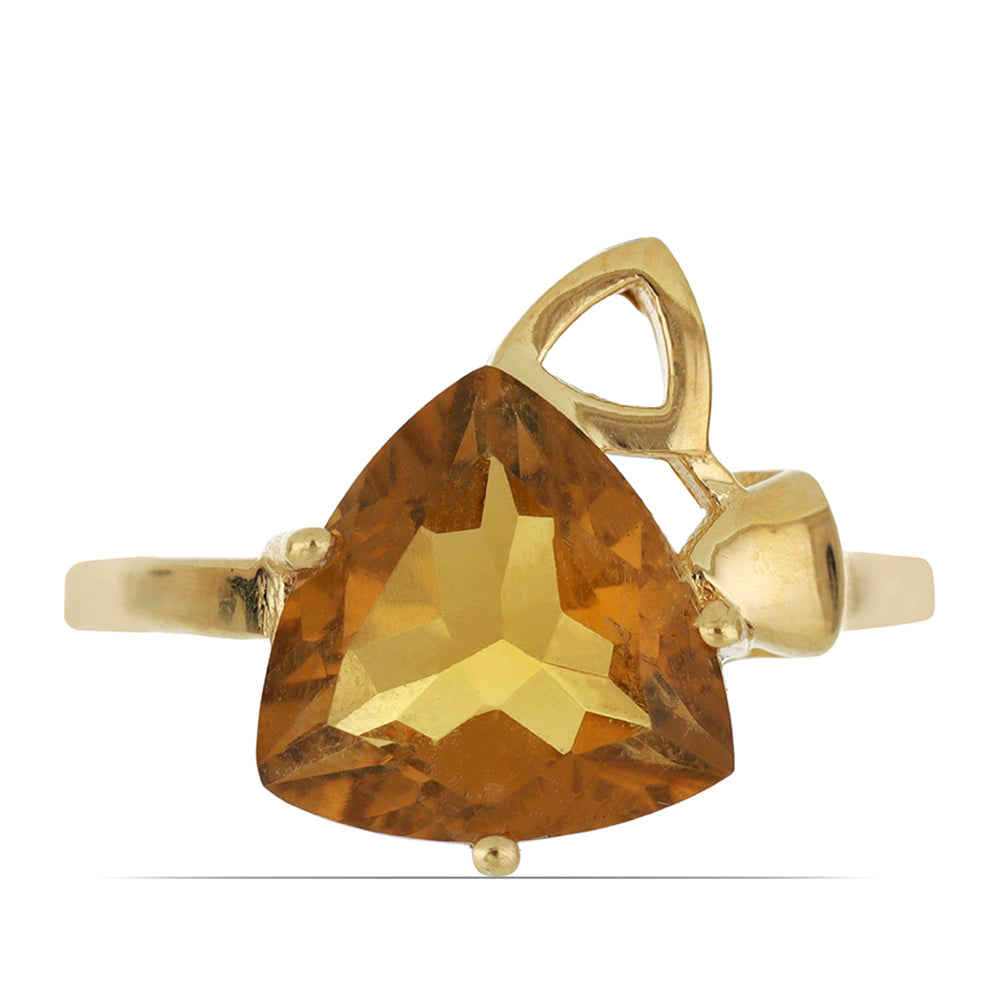 Goldplattierter Silberring mit Cognac-Quarz 1 