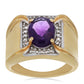 Goldplattierter Silberring mit marokkanischem Amethyst und weißem Topas