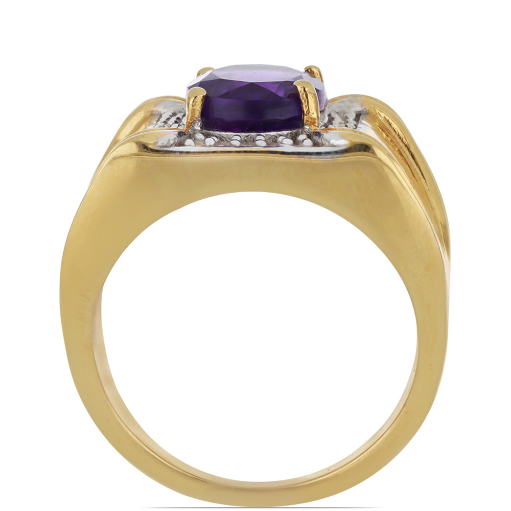 Goldplattierter Silberring mit marokkanischem Amethyst und weißem Topas 3 