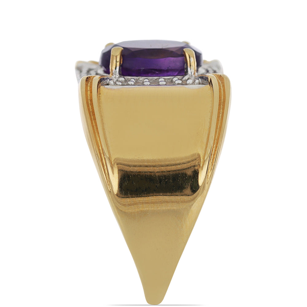 Goldplattierter Silberring mit marokkanischem Amethyst und weißem Topas 4 