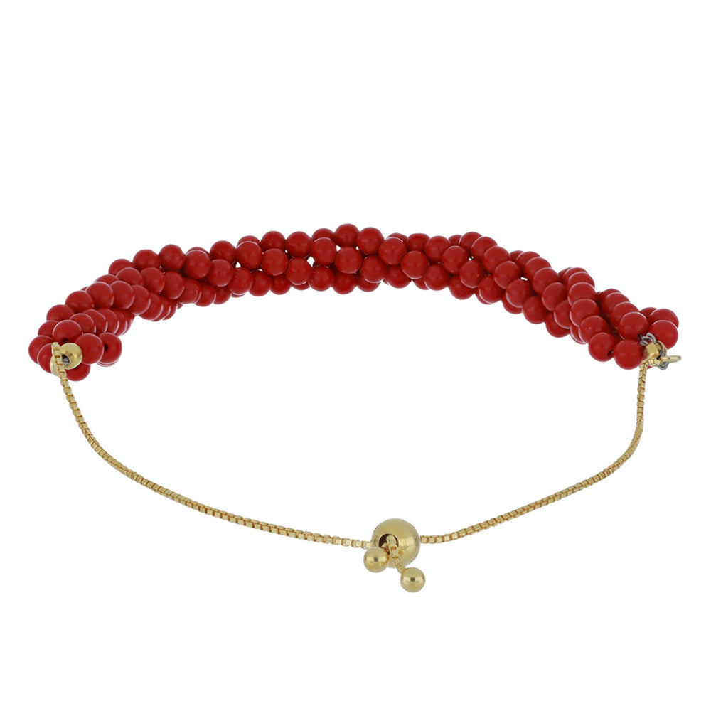 Goldplattiertes Silberarmband mit roter Schwammkoralle 1 