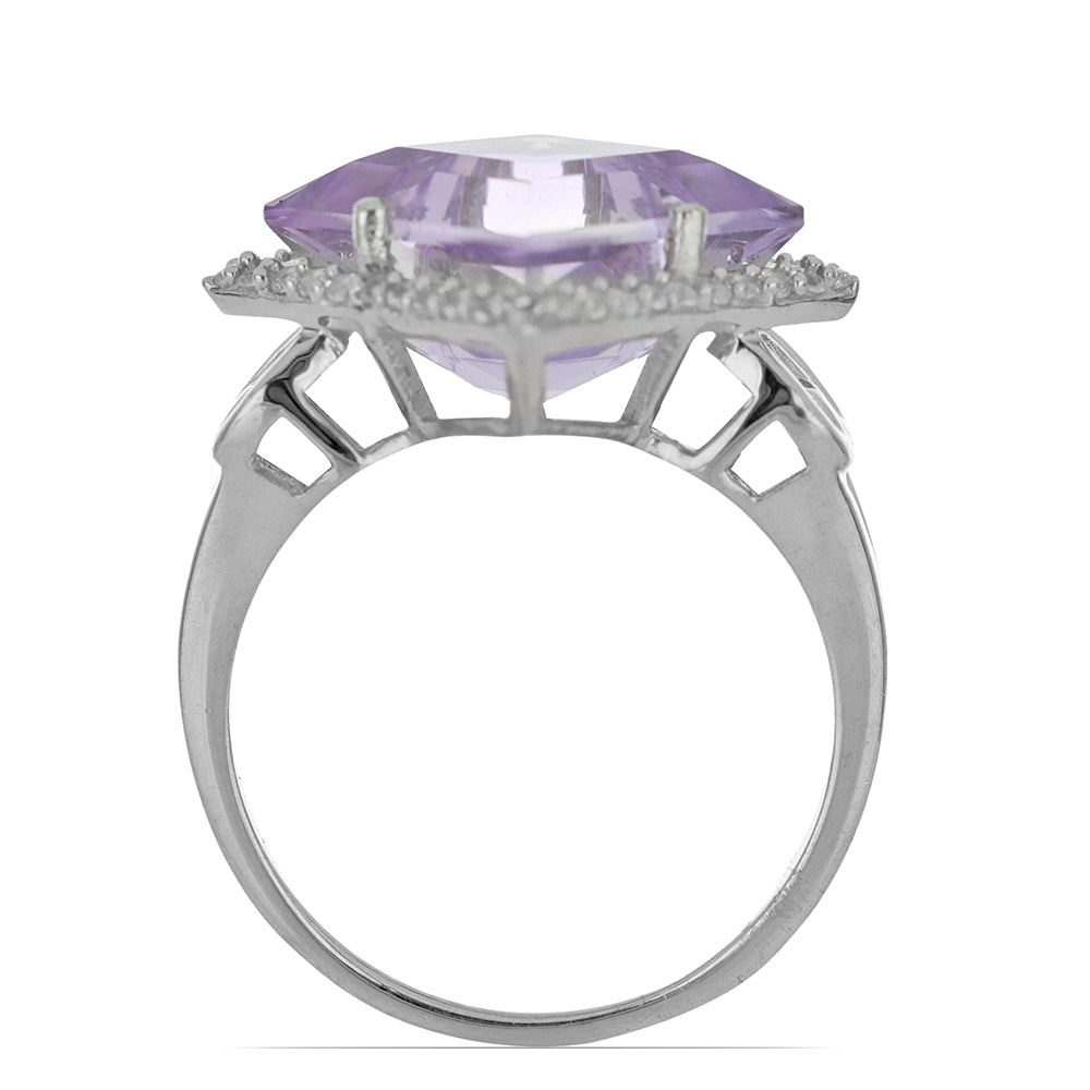 Silberring mit Rose De France Amethyst und weißem Topas 2 