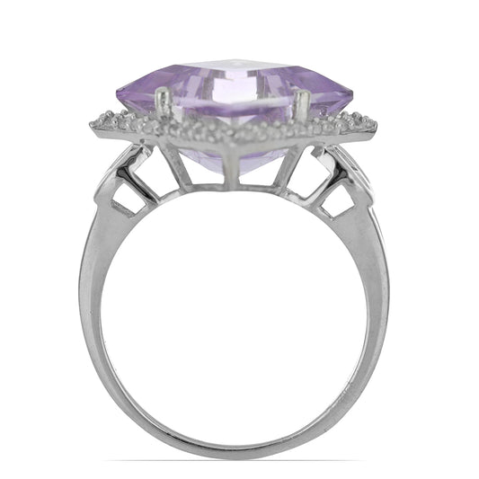 Silberring mit Rose De France Amethyst und weißem Topas