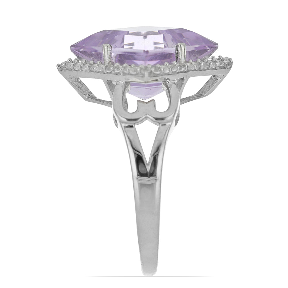 Silberring mit Rose De France Amethyst und weißem Topas