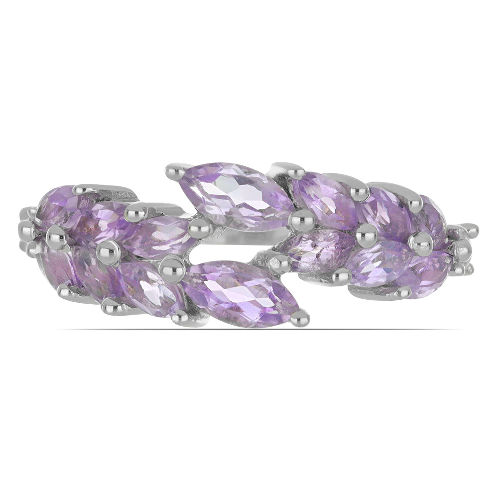 Silberring mit Rose De France Amethyst und weißem Topas 1 