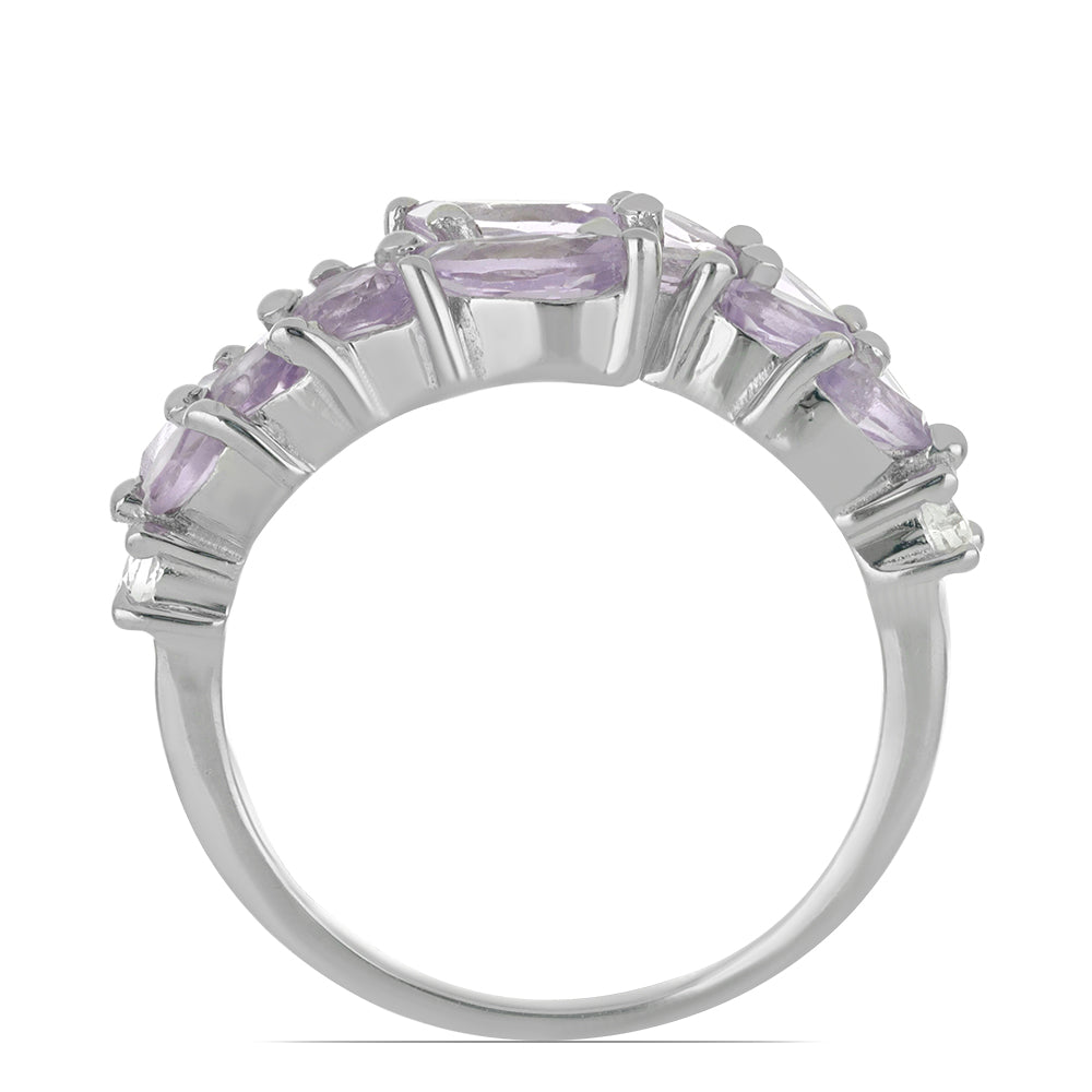 Silberring mit Rose De France Amethyst und weißem Topas